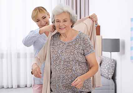 Carer demonstrating her care expertise