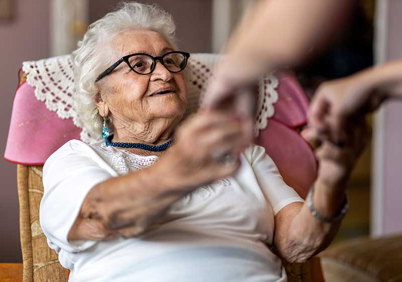 happy woman receiving care
