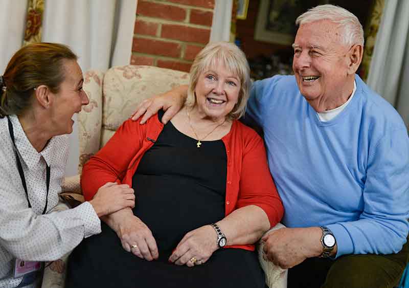 Sylvia, Don and carer sharing home health care stories