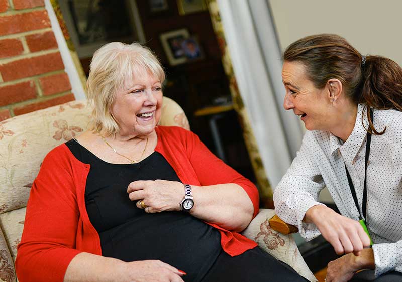 Home care Thirsk - Carer laughing with client