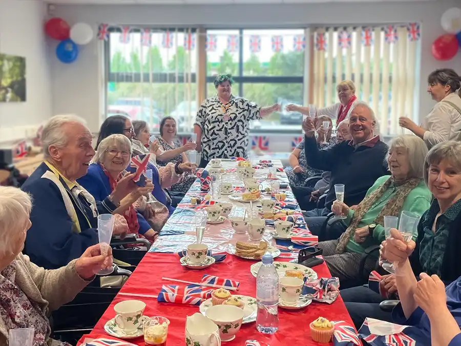 Carers and clients during VE day celebrations