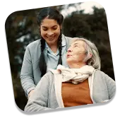 Elderly caregiver providing home assistance for the elderly