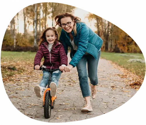 Home carer enjoying time off with daughter