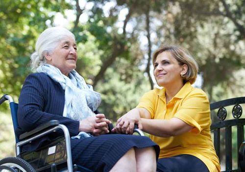 carer and client outside