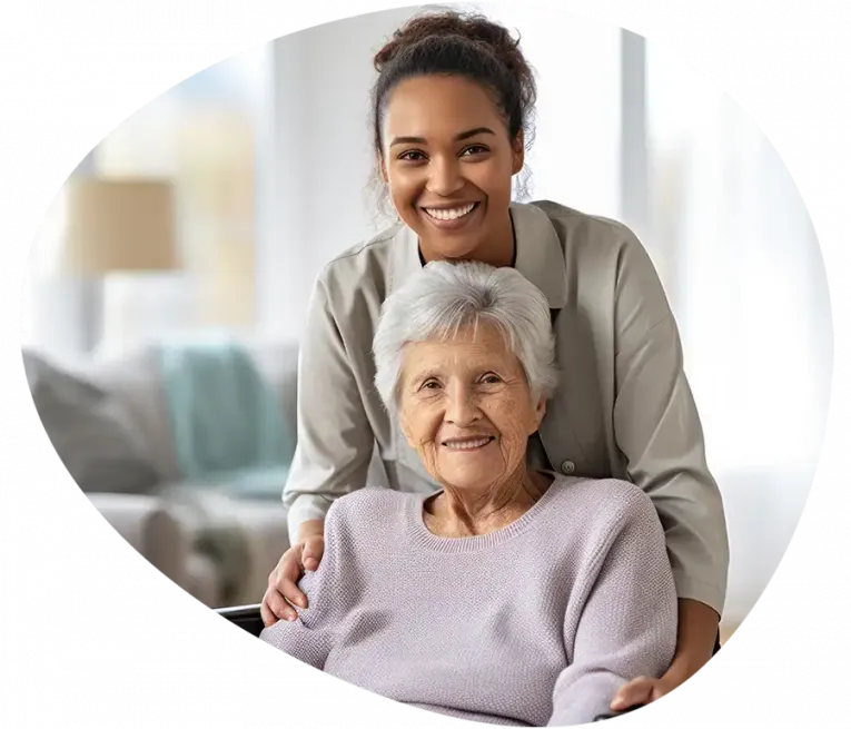 Care team and client smiling