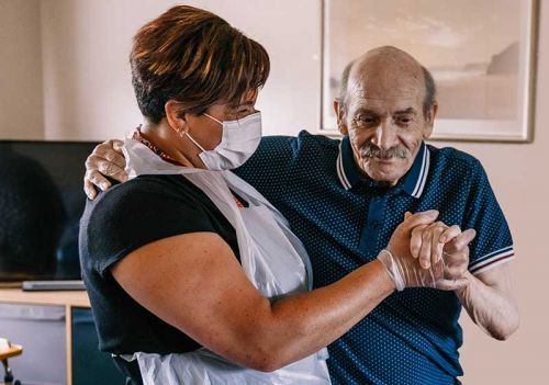 louth home care team and client smiling