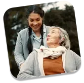 Elderly caregiver providing home assistance for the elderly